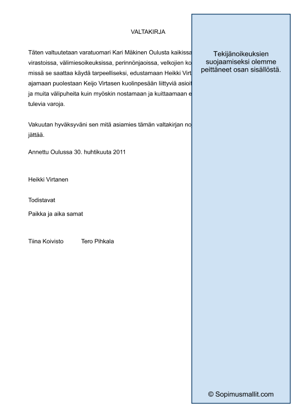 Kiinteist n Myynti Valtakirja Pohja Ilmaiseksi Pdf muodossa Pohjapdf fi