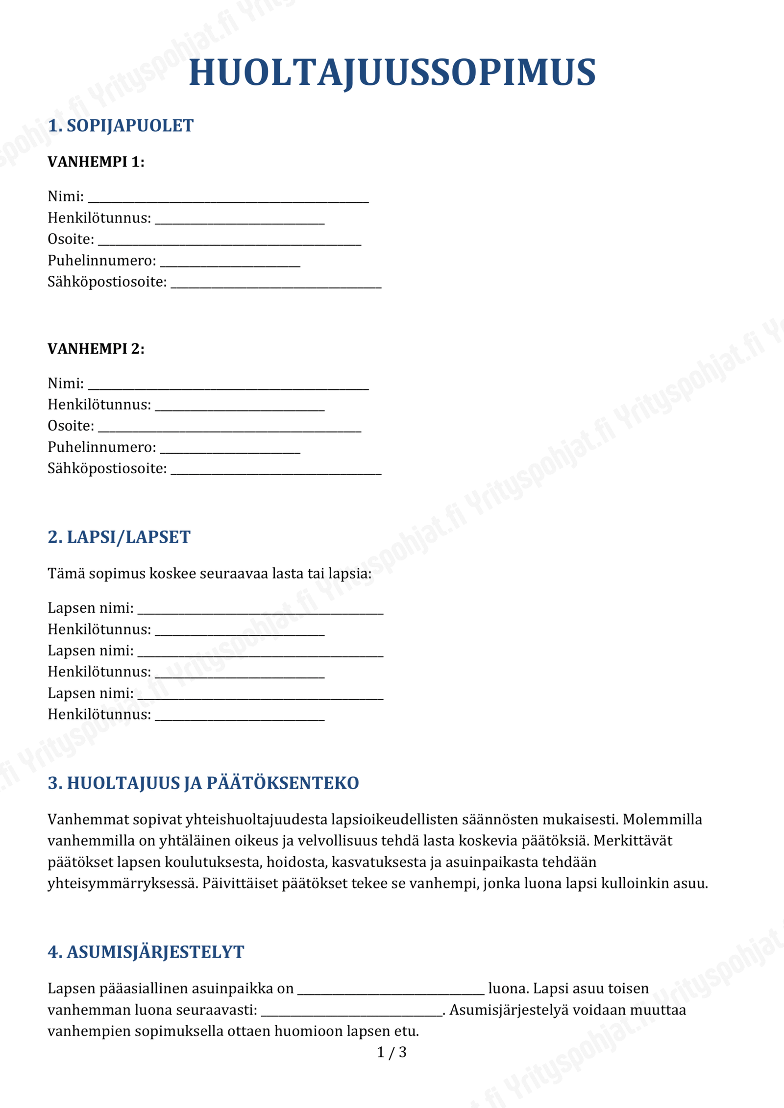 Oheishuoltajuus Hakemus Pohja Ilmaiseksi Pdf muodossa Pohjapdf fi